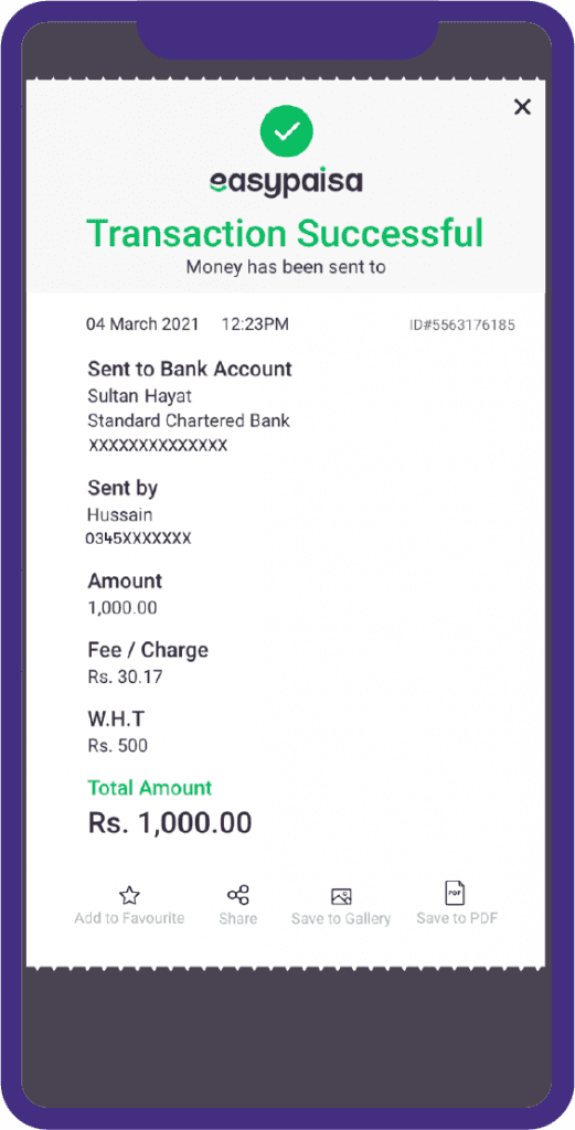 Transfer money to any bank account with easypaisa